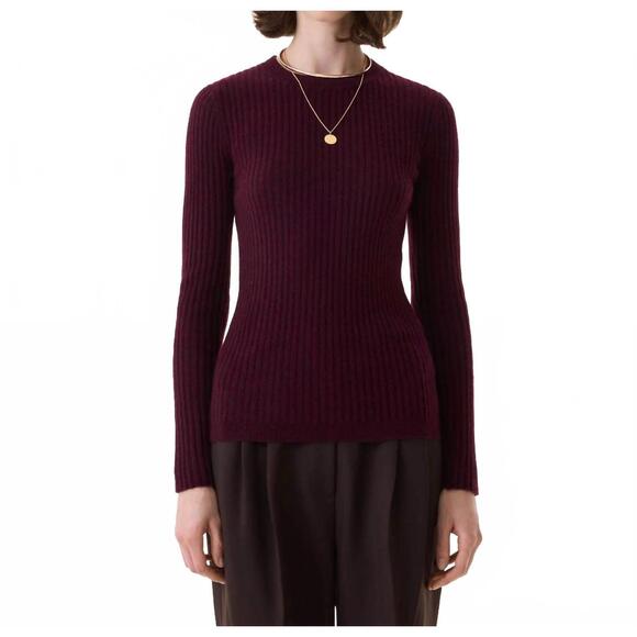 NEW KUJTEN bibi cashmere crew sweater in bordeaux